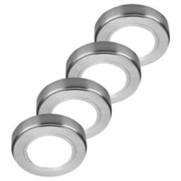 Sensio Zeta Round LED Under Cabinet Lights Brushed Aluminium 8W 180lm 4 Pack
