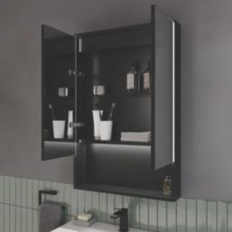 Sensio Sydney 1-Door Illuminated Mirror Cabinet & Shelf With 1248lm LED Light Silver Effect 900mm x 130mm x 600mm