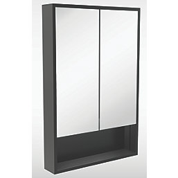 Sensio Sydney 1-Door Illuminated Mirror Cabinet With Shelf With 1248lm LED Light Silver Effect 900mm x 130mm x 600mm