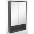 Sensio Sydney 1-Door Illuminated Mirror Cabinet & Shelf With 1248lm LED Light Silver Effect 900mm x 130mm x 600mm