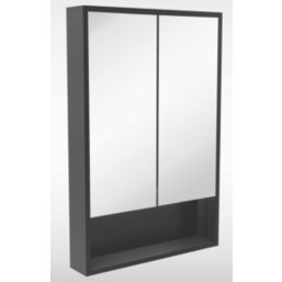 Sensio Sydney 1-Door Illuminated Mirror Cabinet & Shelf With 1248lm LED Light Silver Effect 900mm x 130mm x 600mm