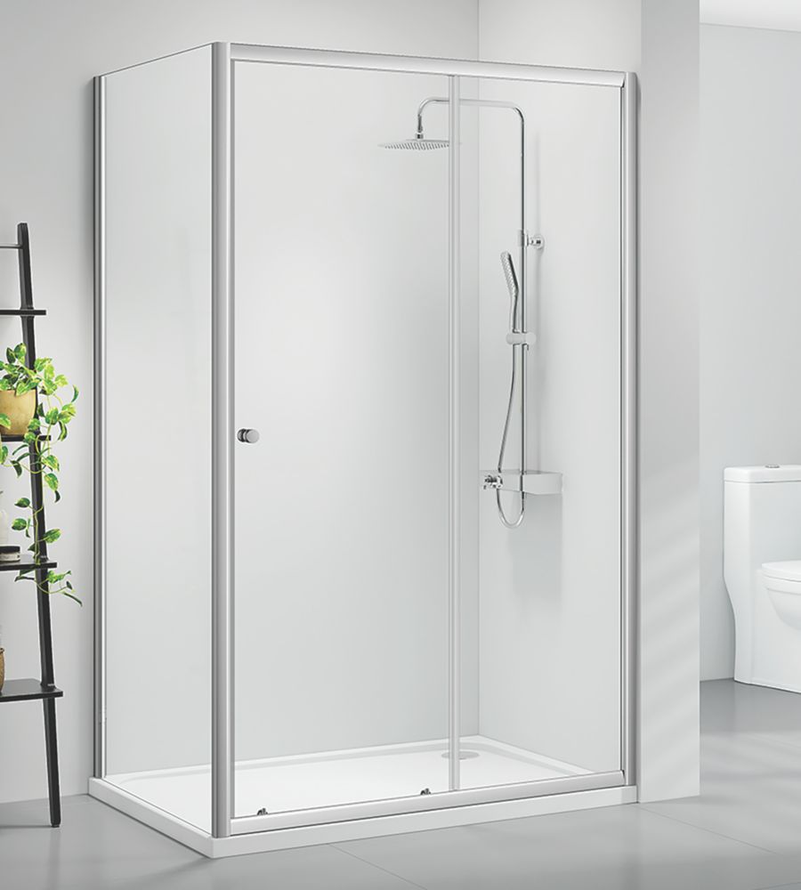 Triton Neo Six  Framed Rectangular Sliding Door Shower Enclosure  Chrome  1100mm x 760mm x 1850mm