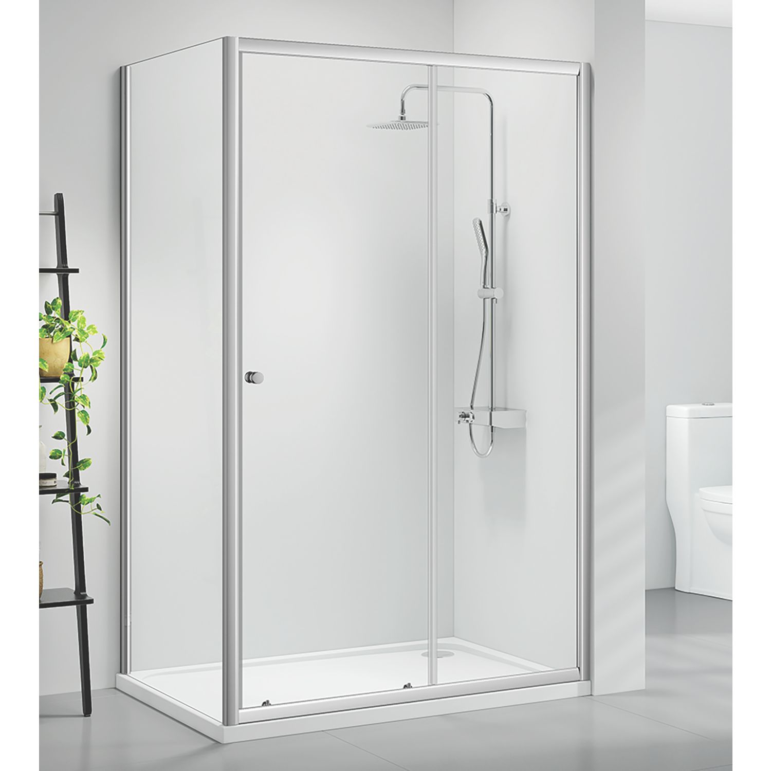Triton Neo Six Framed Rectangular Sliding Door Shower Enclosure Chrome 1100mm x 760mm x 1850mm (444TK)