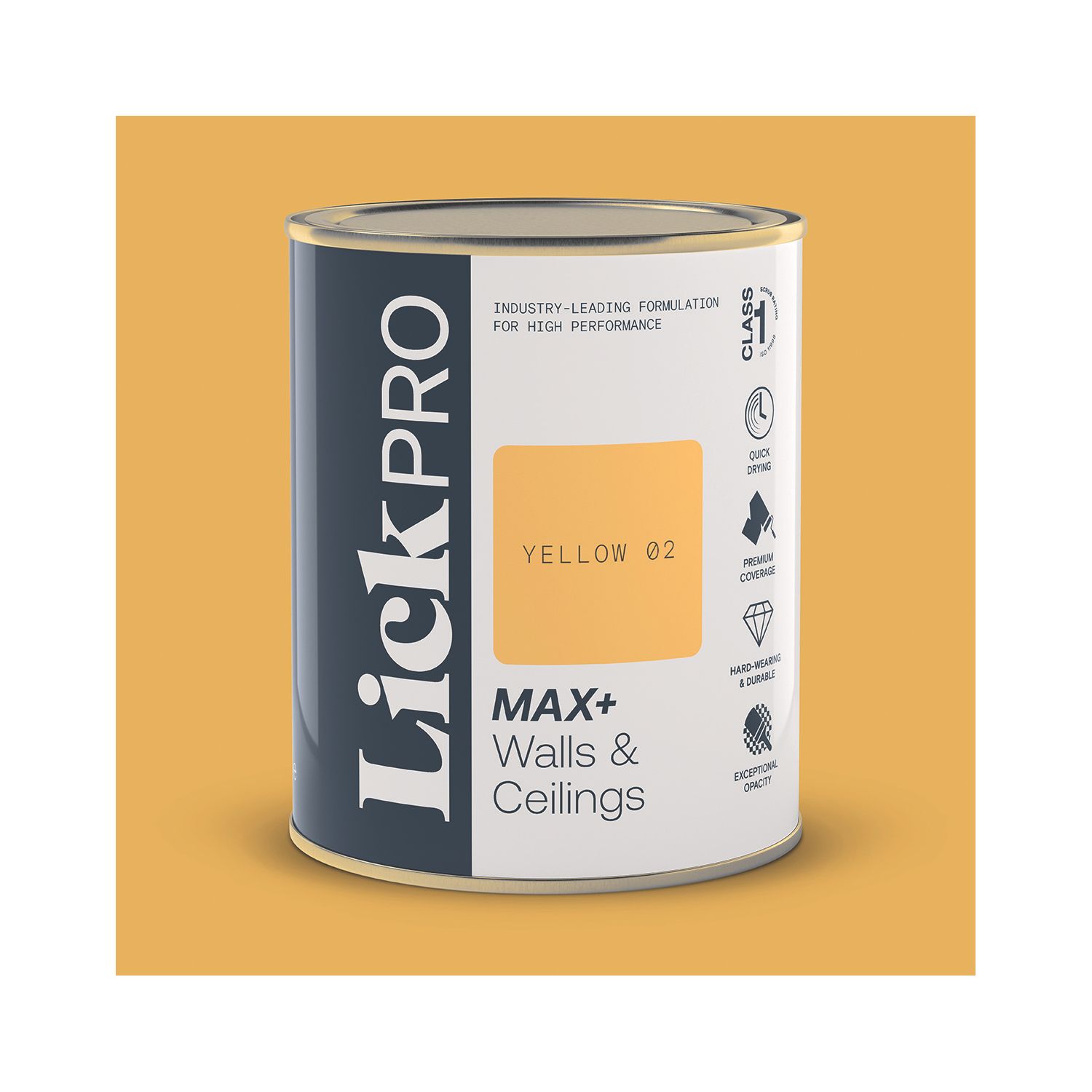 LickPro Max+ 1Ltr Yellow 02 Matt Emulsion Paint (444TM)
