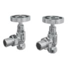 ETAL Rotor 15mm x 1/2" Chrome Angled Designer Manual Radiator Valve Head & Body  2 Pack