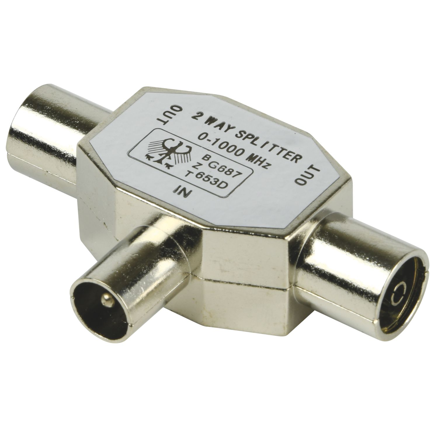 Labgear Coax (Male) to F-Plug (Male) 2-Way T-Splitter (44534)