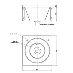 1 Bowl Stainless Steel Wall-Hung Washbasin & 2 Taps 340mm x 345mm