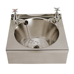 1 Bowl Stainless Steel Wall-Hung Washbasin 2 Taps 340mm x 345mm