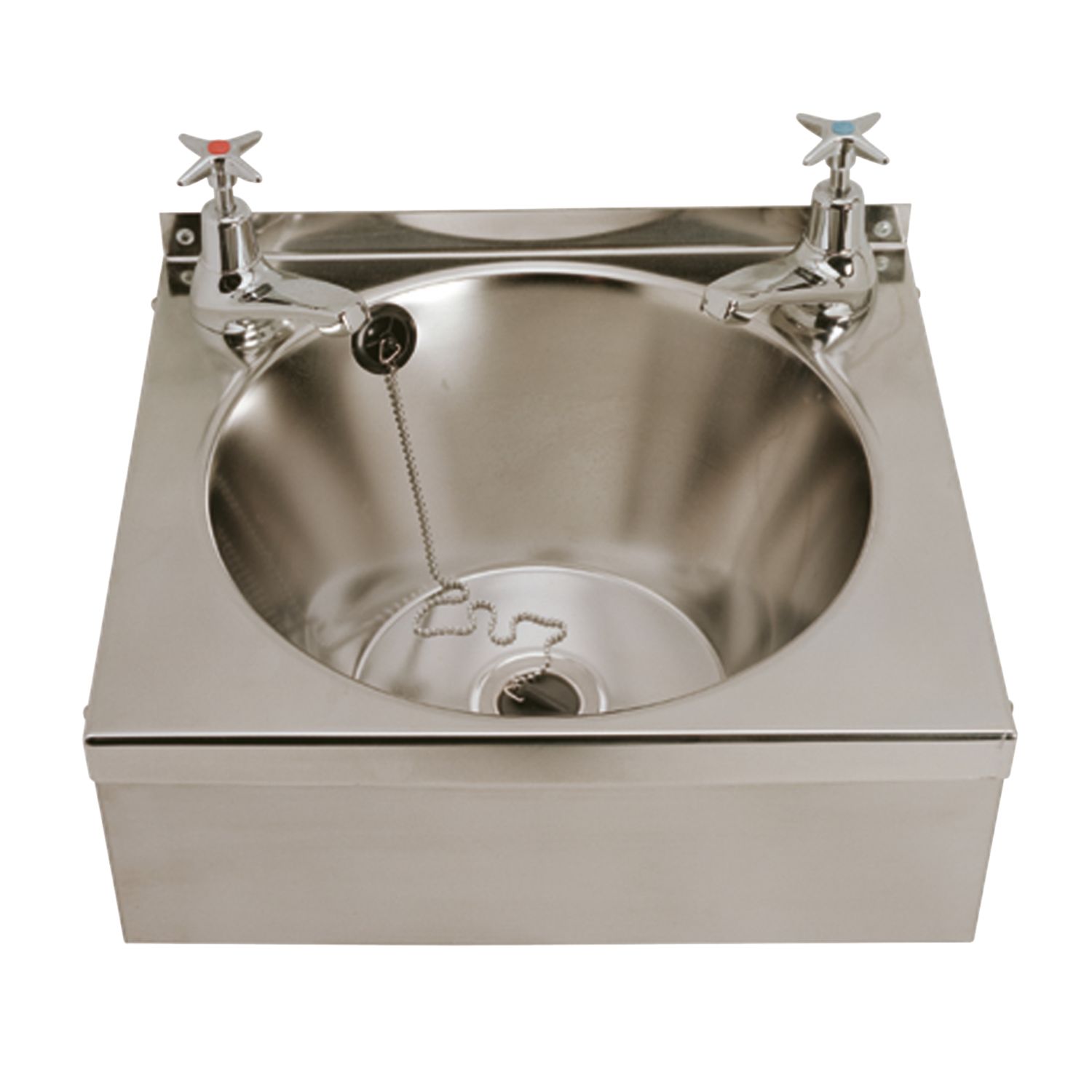 1 Bowl Stainless Steel Wall-Hung Washbasin & 2 Taps 340mm x 345mm (44537)