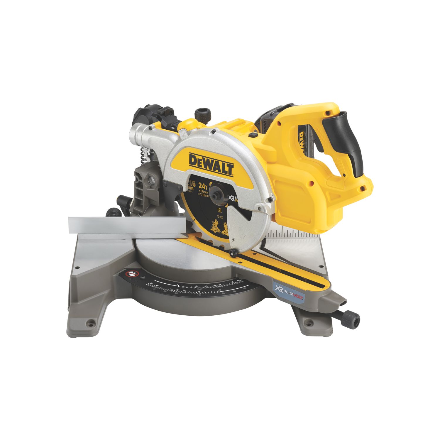 DeWalt DCS777T2-GB 216mm 54V 2 x 6.0Ah Li-Ion XR FlexVolt Brushless Cordless Single-Bevel Sliding Compound Mitre Saw (4459P)