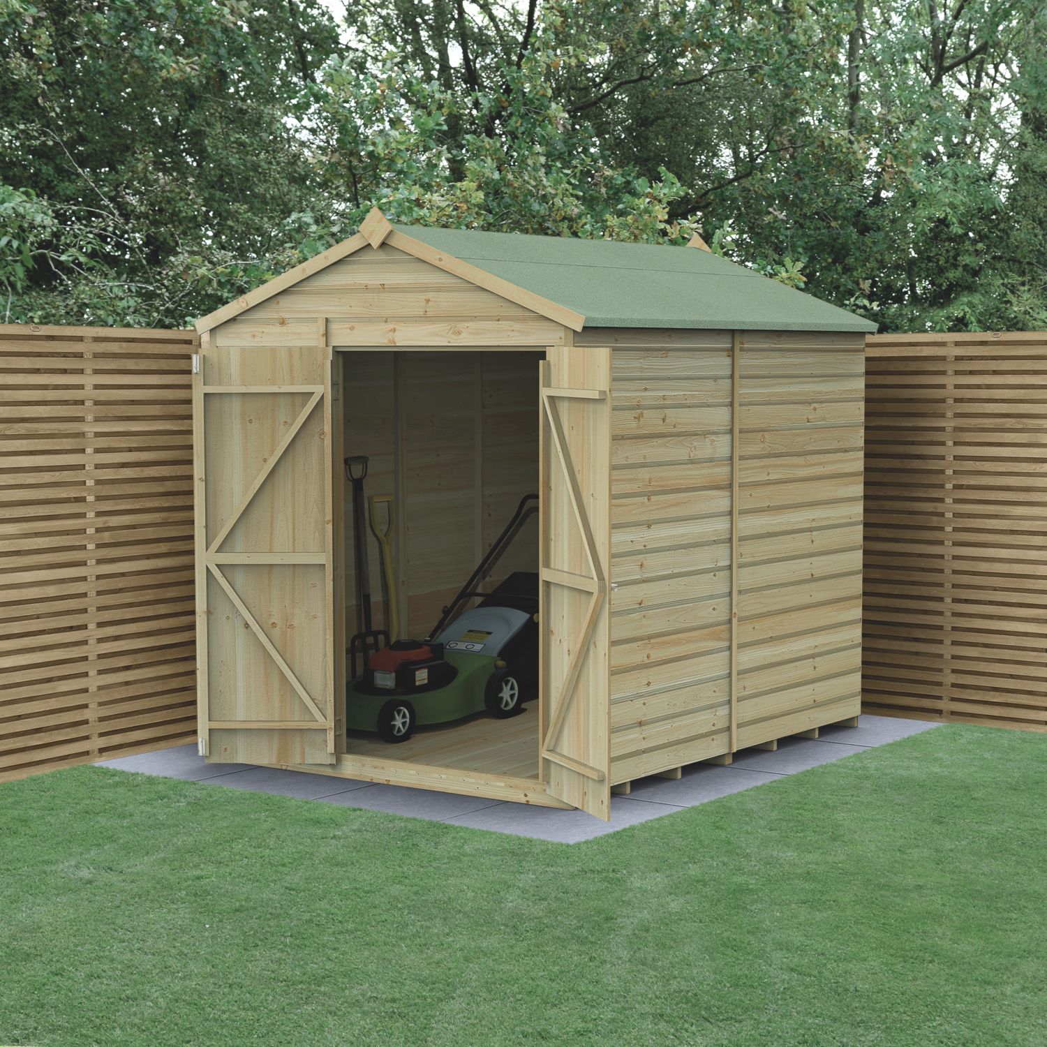 Forest Beckwood 6' x 7' 6" (Nominal) Apex Shiplap Timber Shed with Base & Assembly (445PW)