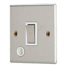 Contactum iConic 20A 1-Gang DP Control Switch & Flex Outlet Brushed Steel  with White Inserts