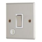 Contactum iConic 20A 1-Gang DP Control Switch & Flex Outlet Brushed Steel  with White Inserts