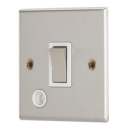 Contactum iConic 20A 1-Gang DP Control Switch & Flex Outlet Brushed Steel  with White Inserts
