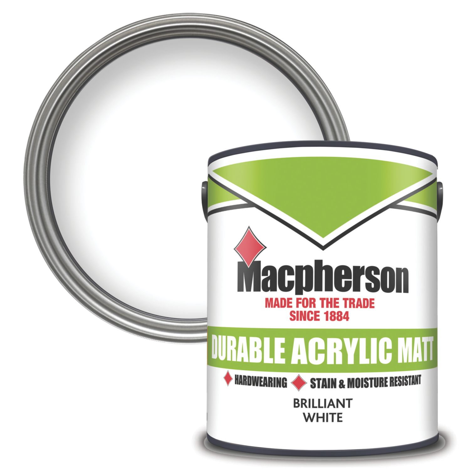 Macpherson 5Ltr Brilliant White Matt Emulsion Wall & Ceiling Paint (445TA)