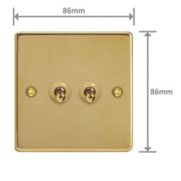 Varilight  10A 2-Gang 2-Way Light Switch  Polished Brass with Colour-Matched Inserts