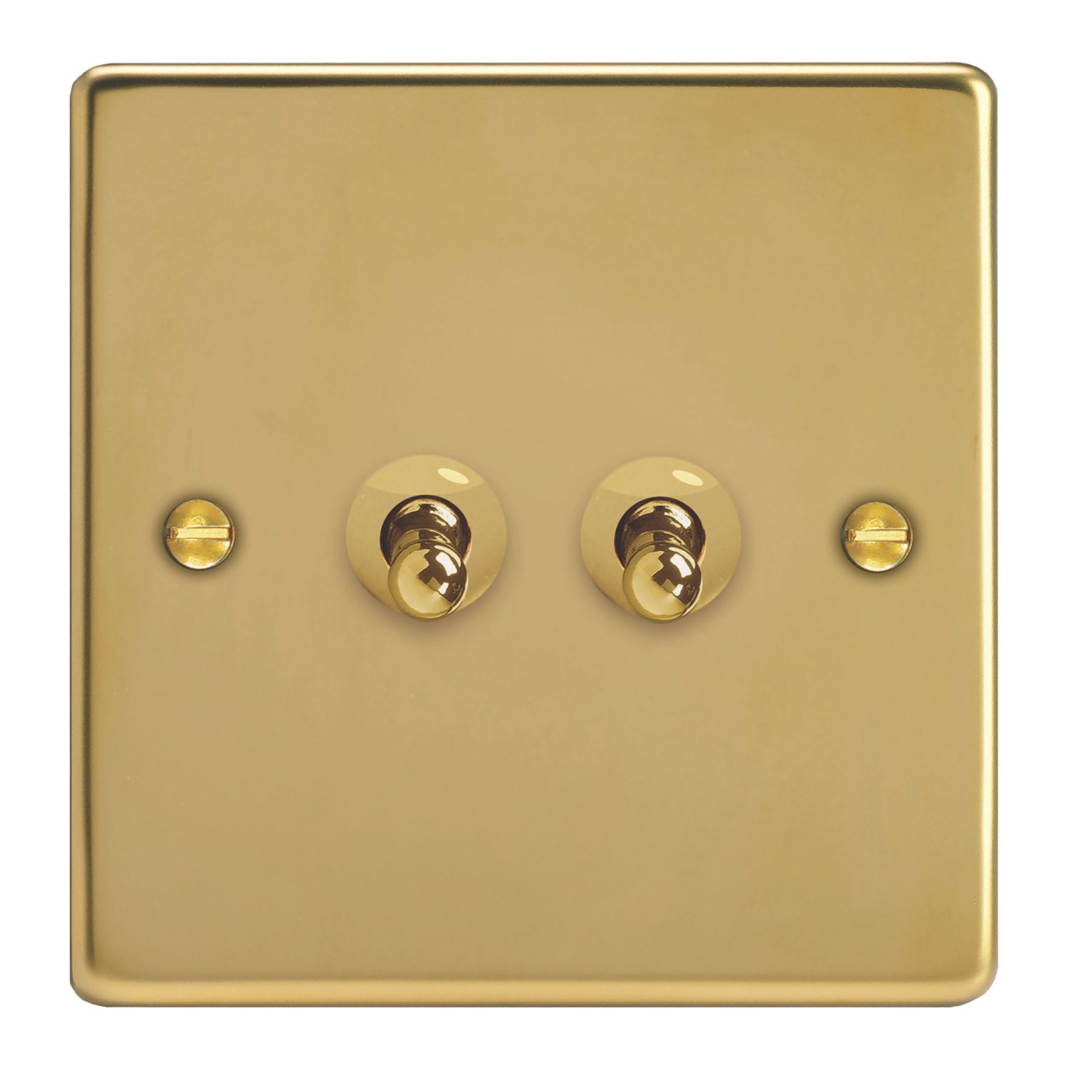 Varilight 10A 2-Gang 2-Way Light Switch Polished Brass with Colour-Matched Inserts (445YT)