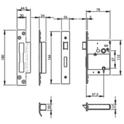 Smith & Locke Fire Rated  Stainless Brass BS 5-Lever Mortice Sashlock 78mm Case - 57mm Backset