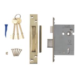 Smith & Locke Fire Rated  Stainless Brass BS 5-Lever Mortice Sashlock 78mm Case - 57mm Backset