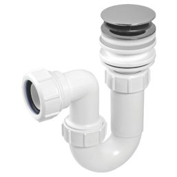 McAlpine Unslotted Pop Up All-in-One Basin Waste with Tubular Trap White 32mm