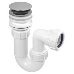 McAlpine Unslotted Pop Up All-in-One Basin Waste with Tubular Trap White 32mm