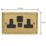 Varilight  13A 2-Gang SP Switched Socket + 4A 20W 2-Outlet Type A & C USB Charger Georgian Brass with Black Inserts