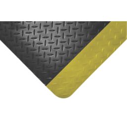COBA Europe Safety Deckplate Anti-Fatigue Floor Mat Black / Yellow 18.3m x 1.2m x 14mm