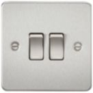 Knightsbridge  10AX 2-Gang 2-Way Light Switch  Brushed Chrome