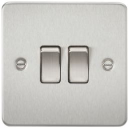 Knightsbridge  10AX 2-Gang 2-Way Light Switch  Brushed Chrome