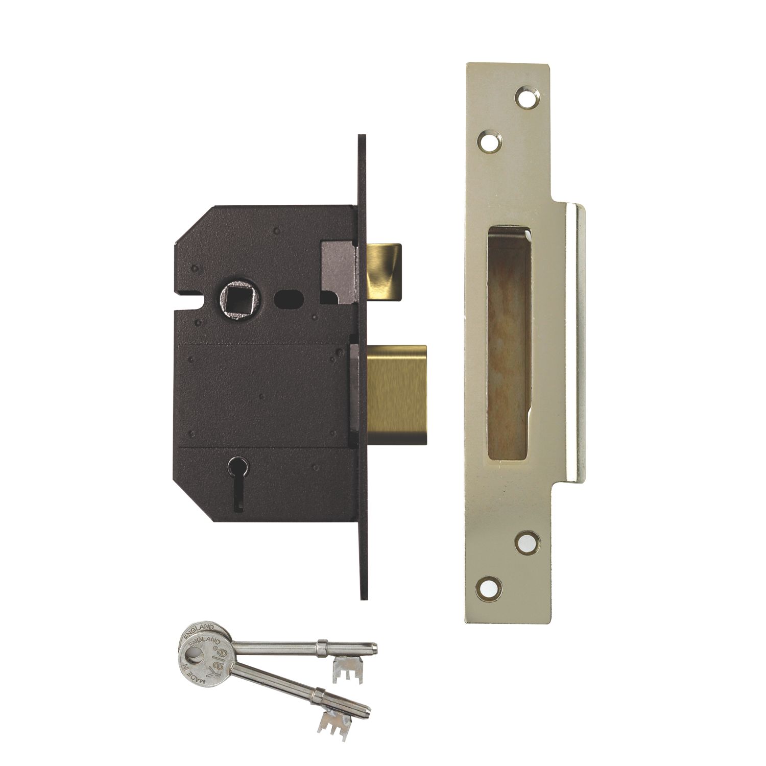 Yale Polished Brass 5-Lever Sashlock 76mm Case - 57mm Backset (44787)