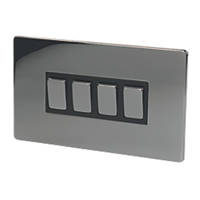 LAP  10AX 4-Gang 2-Way Light Switch  Black Nickel with Black Inserts