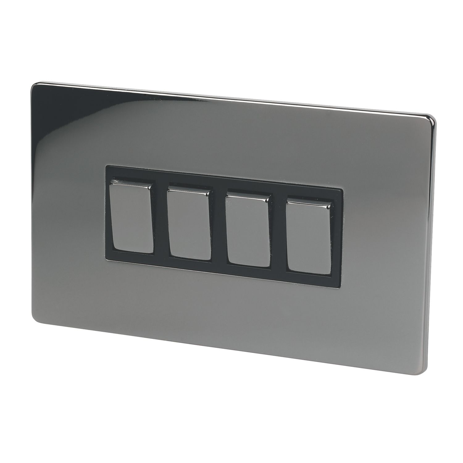LAP 10AX 4-Gang 2-Way Light Switch Black Nickel with Black Inserts (44796)