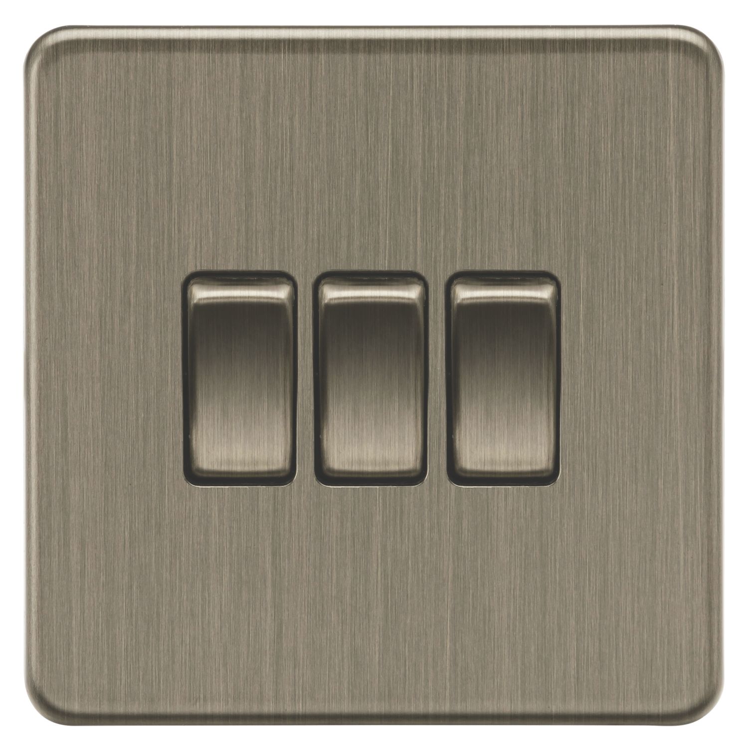 Knightsbridge Screwless 10AX 3-Gang 2-Way Light Switch Antique Brass (447CR)