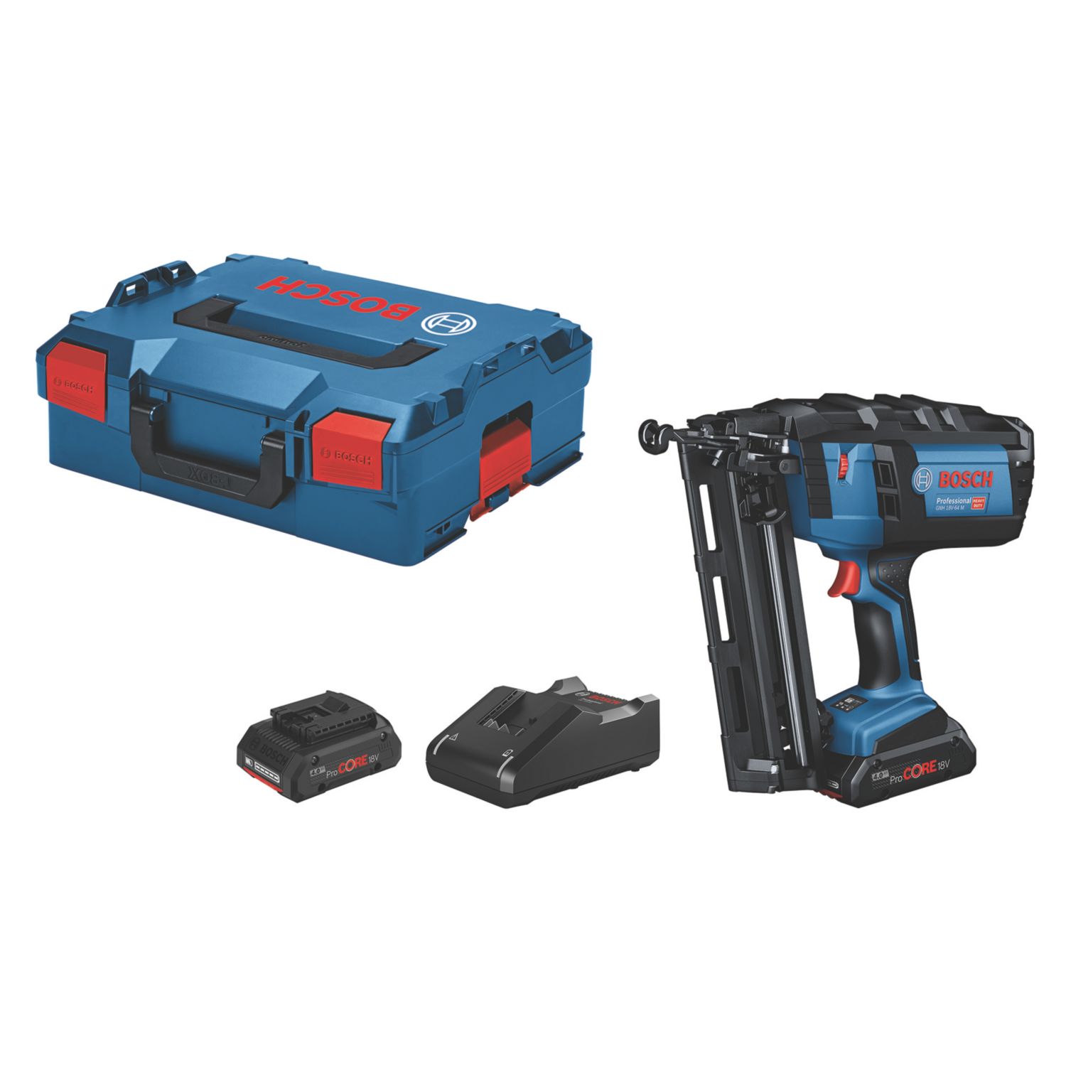 Bosch GNH 18V-64 M 64mm 18V 2 x 4.0Ah Li-Ion ProCORE Second Fix Cordless Nail Gun (447FU)