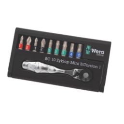 Wera Bit-Check 10 Zyklop Mini BiTorsion 1 1/4" Drive Ratchet & Accessory Set 10 Pcs