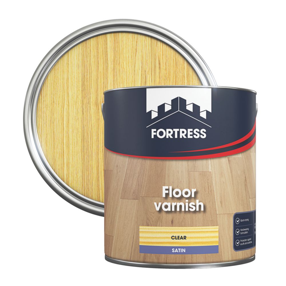 Fortress 2.5Ltr Clear Satin WaterBased Floor Varnish Screwfix