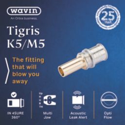 Wavin Tigris  Multi-Layer Composite Press-Fit Adapting Coupler to Copper 20mm x 15mm 5 Pack
