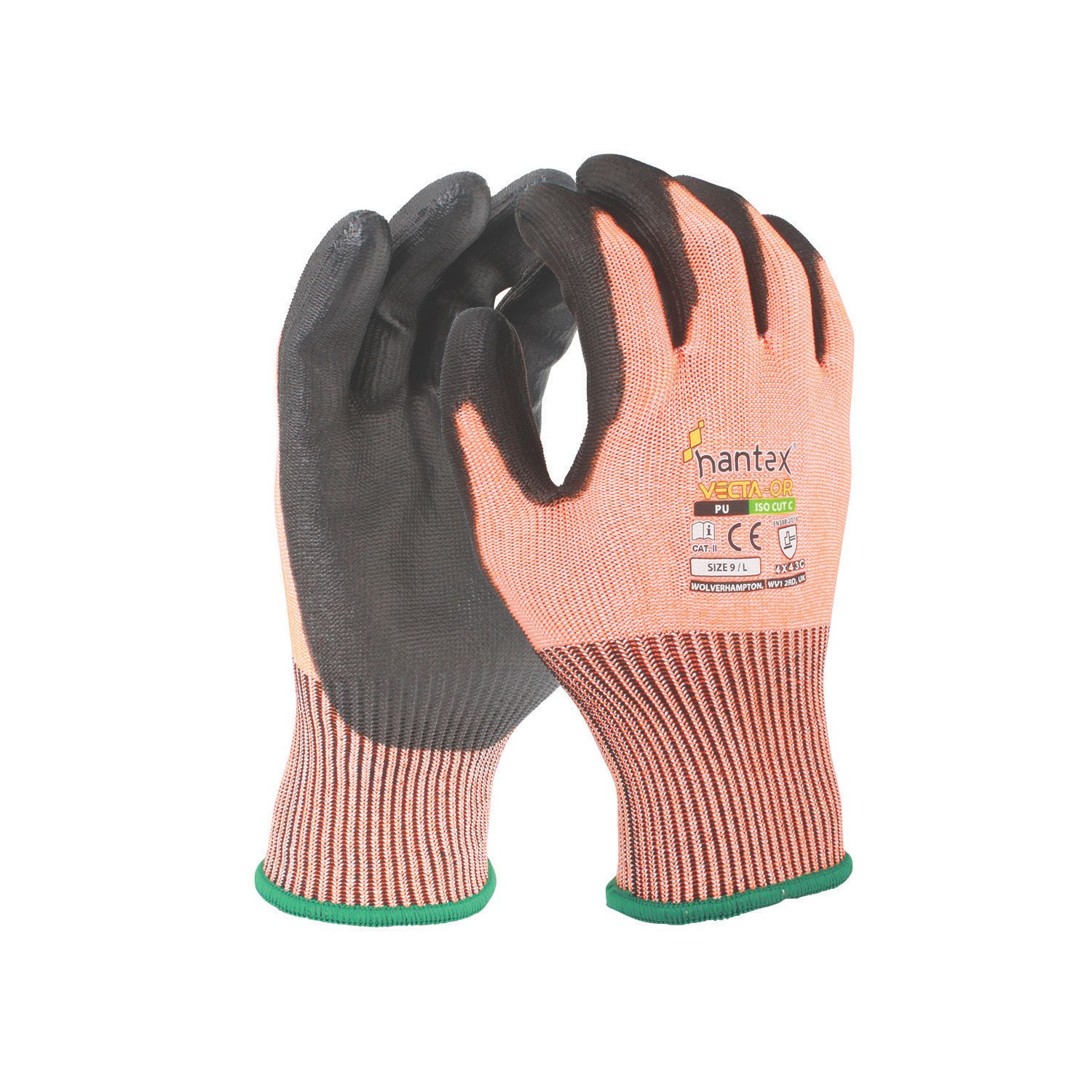 UCI Hantex Vecta Colour Coded Cut-Resistant Gloves Orange/Black Large (447RX)