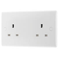 British General 800 Series 13A 2-Gang Unswitched Socket White with White Inserts
