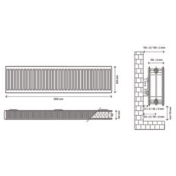 Flomasta 300mm x 1800mm 5815BTU White Type 22 Convector Radiator