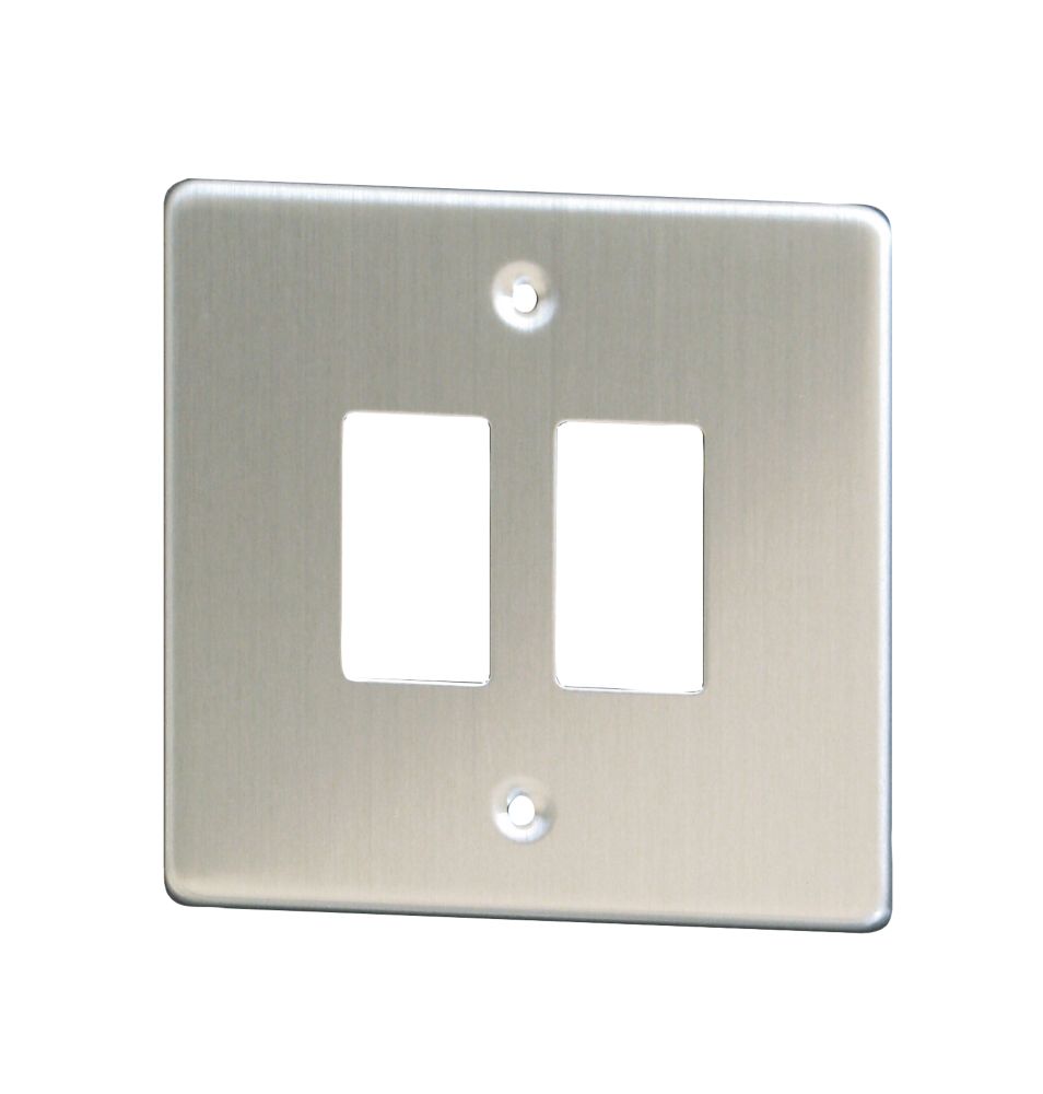 Varilight PowerGrid 2-Module Grid Faceplate Brushed Steel