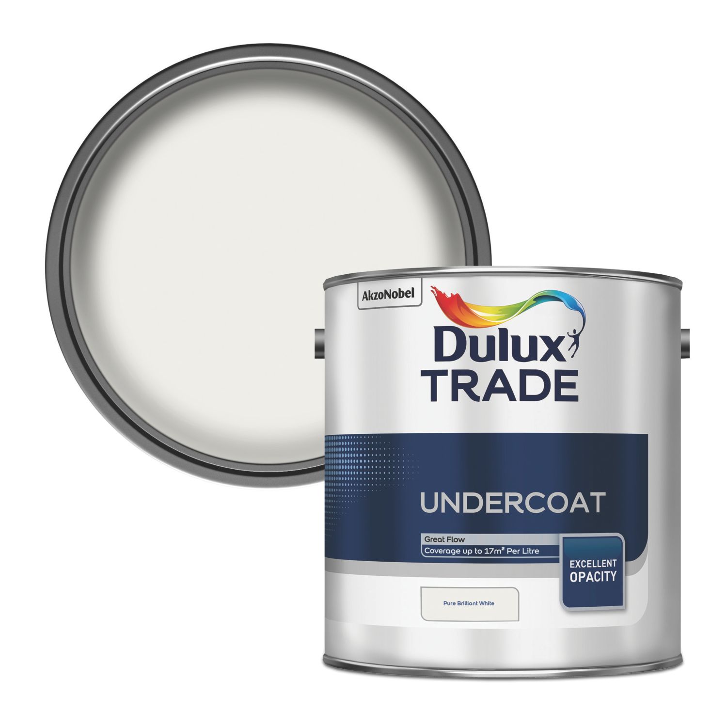 Dulux Trade 2.5Ltr Pure Brilliant White Gloss Interior & Exterior Wood & Metal Undercoat (44853)