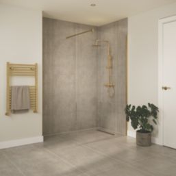Palermo Showerwall Glass Brushed Brass 1950mm x 800mm x 8mm