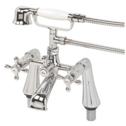 Refurb Swirl Traditional Chrome 286.5mm Deck Mounted Dual Control Manual Shower Mixer Tap
