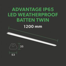 4lite Advantage Twin 4ft LED IP65 Batten 40W 5200lm 220-240V