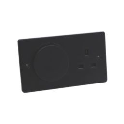 MagCharge  Raised Square with Qi2 Wireless Charging Socket 2-Gang 13A Unswitched Matt Black with Black Inserts