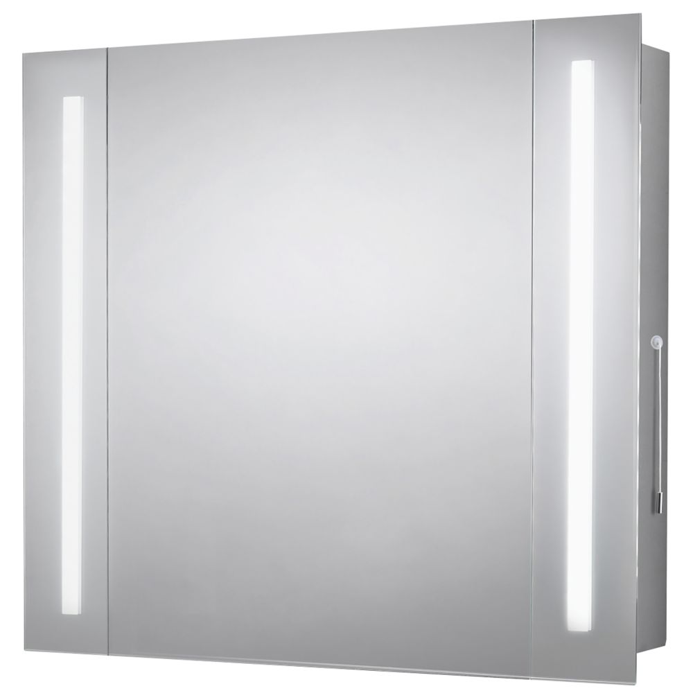 Sensio Finlay Plus 1Door Bathroom Mirror With 471lm LED Light Silver Effect 600mm x