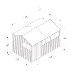 Forest Beckwood 11' 6" x 8' (Nominal) Reverse Apex Shiplap Timber Shed with Assembly