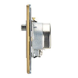 Contactum Lyric 1-Gang Coaxial TV / FM & Satellite Socket Brushed Brass with Black Inserts