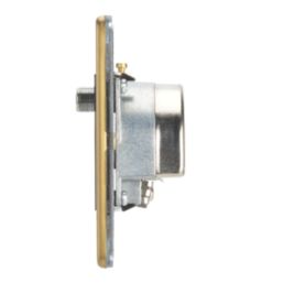 Contactum Lyric 1-Gang Coaxial TV / FM & Satellite Socket Brushed Brass with Black Inserts